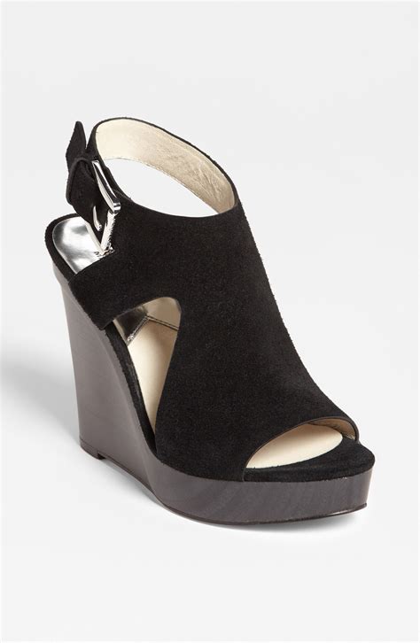 michael kors black zipper wedges|Michael Kors suede wedges.